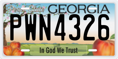 GA license plate PWN4326