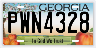 GA license plate PWN4328