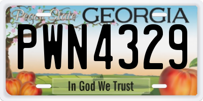 GA license plate PWN4329