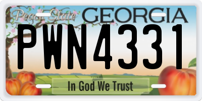 GA license plate PWN4331