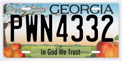 GA license plate PWN4332