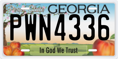GA license plate PWN4336