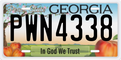 GA license plate PWN4338