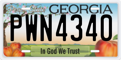 GA license plate PWN4340