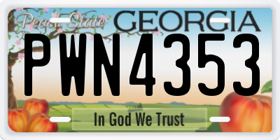 GA license plate PWN4353