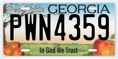 GA license plate PWN4359