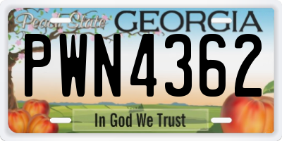 GA license plate PWN4362