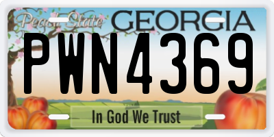 GA license plate PWN4369
