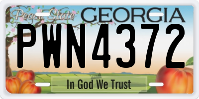 GA license plate PWN4372