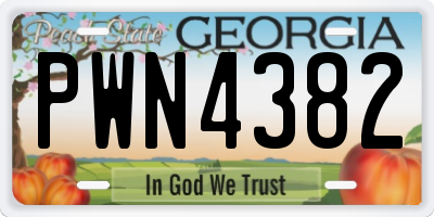 GA license plate PWN4382