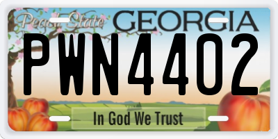 GA license plate PWN4402