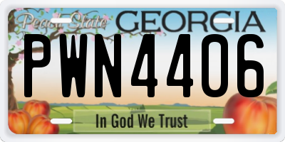 GA license plate PWN4406