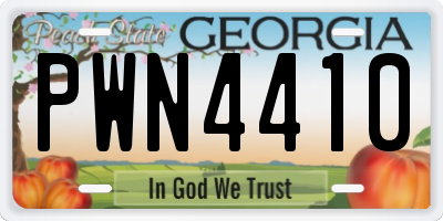 GA license plate PWN4410