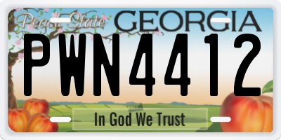 GA license plate PWN4412