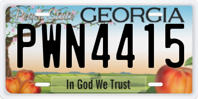 GA license plate PWN4415