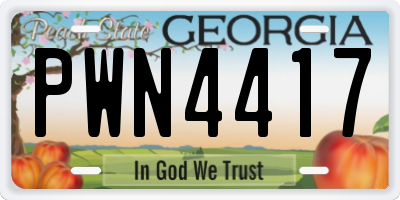 GA license plate PWN4417