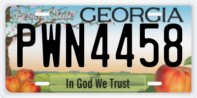 GA license plate PWN4458