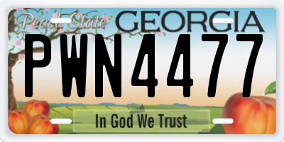 GA license plate PWN4477
