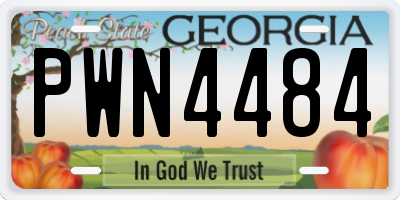 GA license plate PWN4484