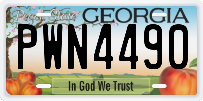 GA license plate PWN4490