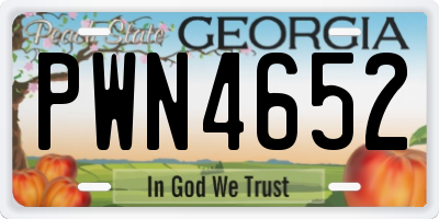 GA license plate PWN4652