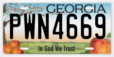 GA license plate PWN4669