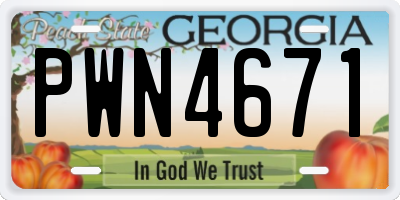 GA license plate PWN4671