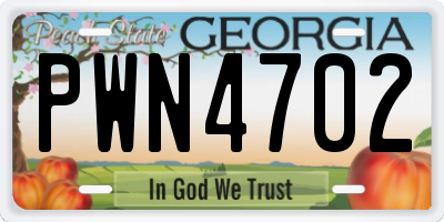 GA license plate PWN4702