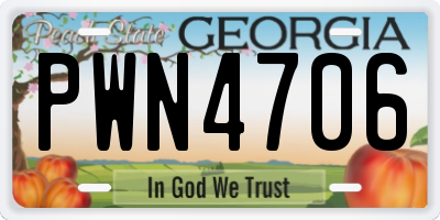 GA license plate PWN4706