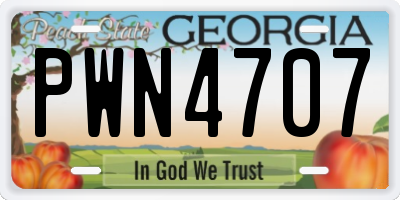 GA license plate PWN4707