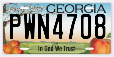 GA license plate PWN4708