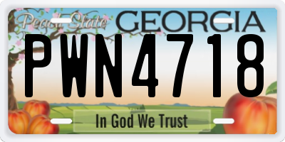 GA license plate PWN4718