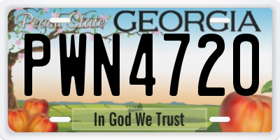 GA license plate PWN4720