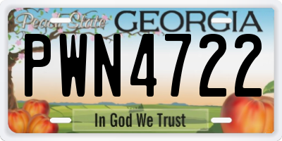 GA license plate PWN4722
