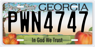 GA license plate PWN4747