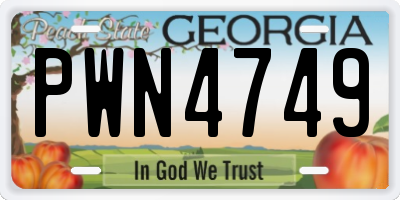 GA license plate PWN4749