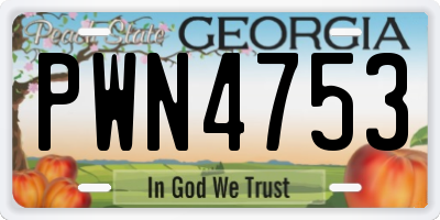 GA license plate PWN4753