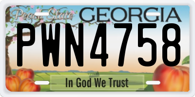 GA license plate PWN4758