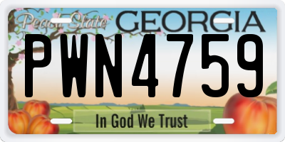 GA license plate PWN4759
