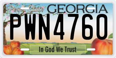 GA license plate PWN4760