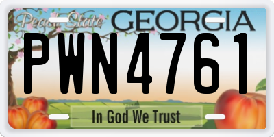 GA license plate PWN4761