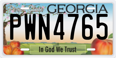 GA license plate PWN4765