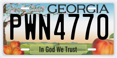 GA license plate PWN4770
