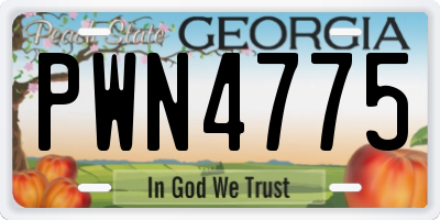 GA license plate PWN4775