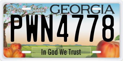 GA license plate PWN4778