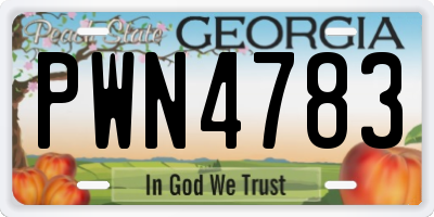 GA license plate PWN4783