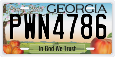 GA license plate PWN4786