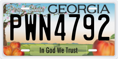 GA license plate PWN4792