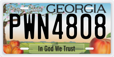 GA license plate PWN4808