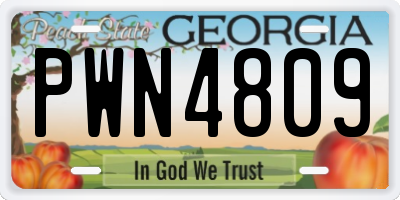 GA license plate PWN4809